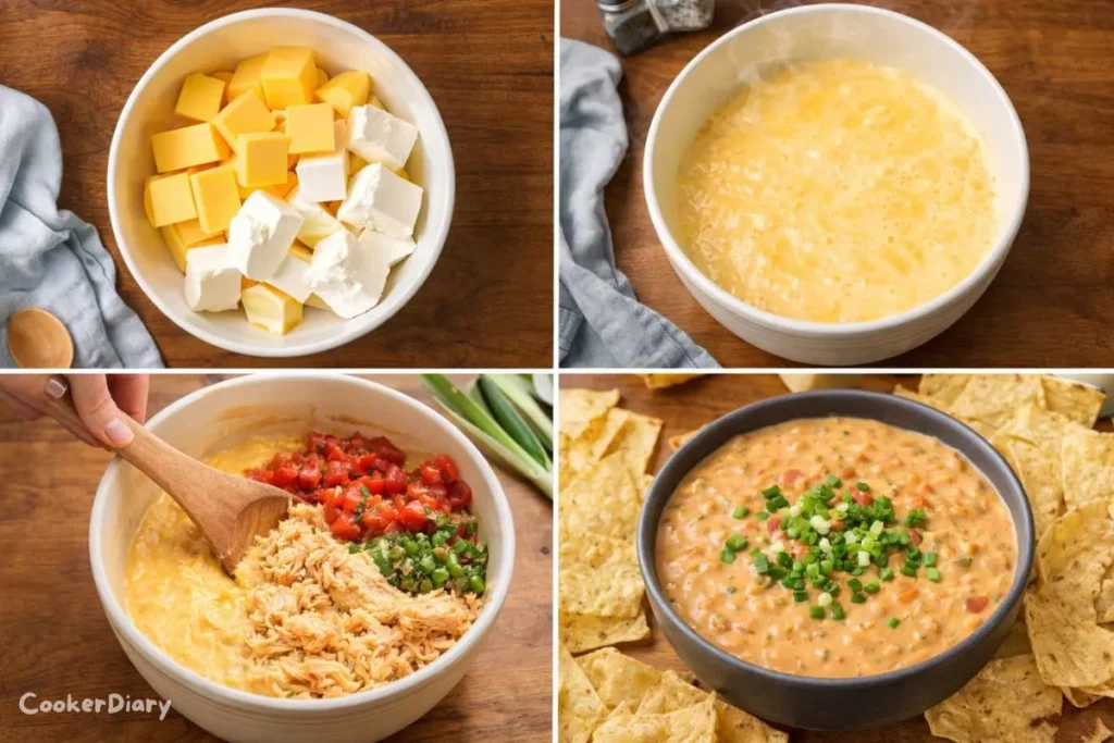 Composite image showing four steps to make the recipe