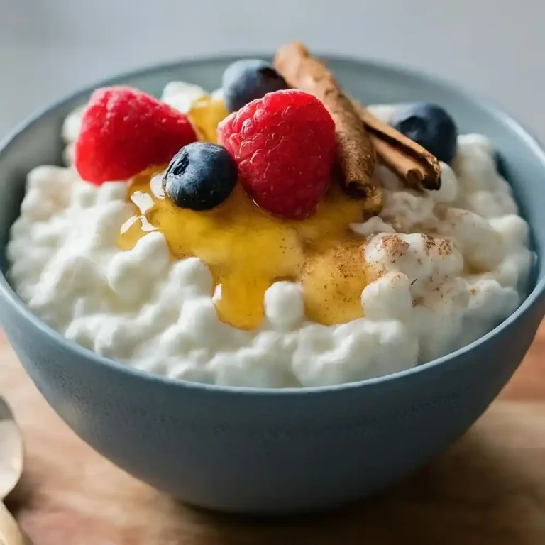 A bowl of homemade cottage cheese with fresh herbs and a drizzle of olive oil, perfect for healthy meals.