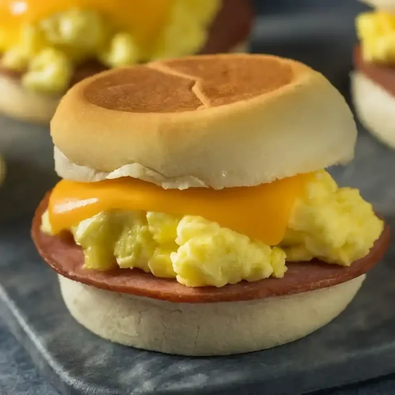 A deliciously prepared Jimmy Dean sandwich with layers of sausage, egg, and cheese on a toasted bun.