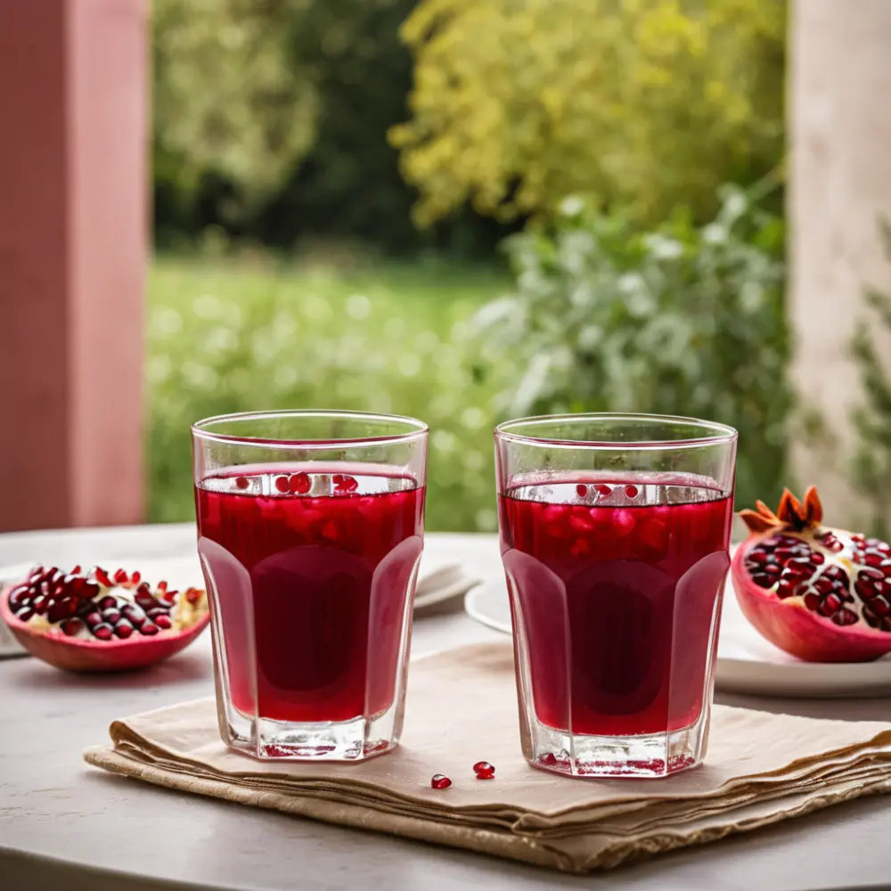 Variety of best pomegranate juice recipes, showcasing vibrant, freshly made juices with pomegranate arils and fresh ingredients.