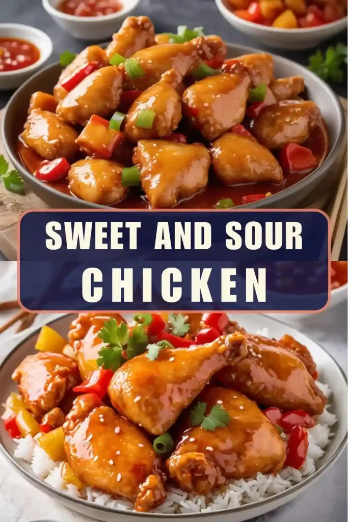 Sweet and sour chicken served at a social gathering, with vibrant colors and a tangy sauce, perfect for sharing