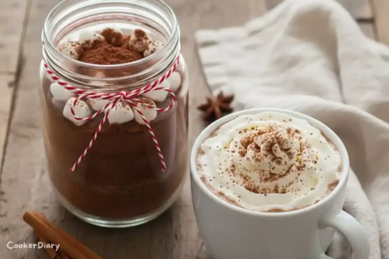 Homemade Christmas hot cocoa mix served with a warm mug and festive décor.