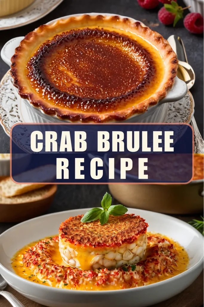 Delicious Easy Crab Brûlée with a golden top and fresh lemon garnish.