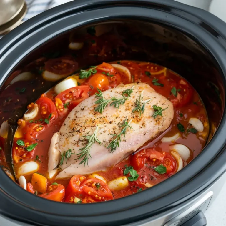 Slow cooking frozen chicken breast for a tender, juicy meal.
