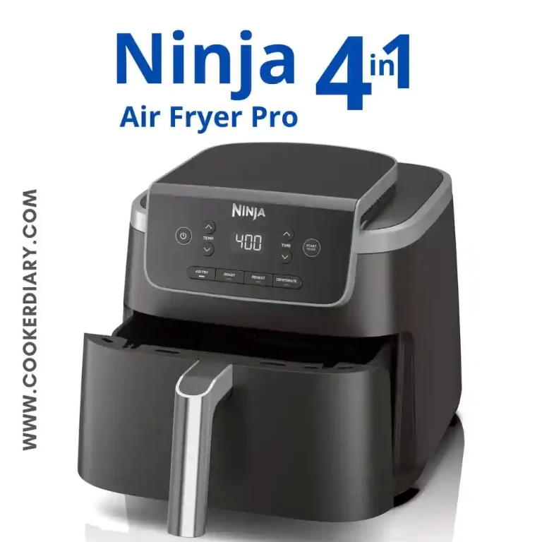 The Ninja Air Fryer Pro 4-in-1 on a kitchen countertop, showcasing its sleek design and versatile cooking functions.