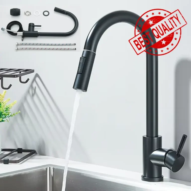 Rozin black kitchen faucet with a modern, sleek design and high-arched spout.