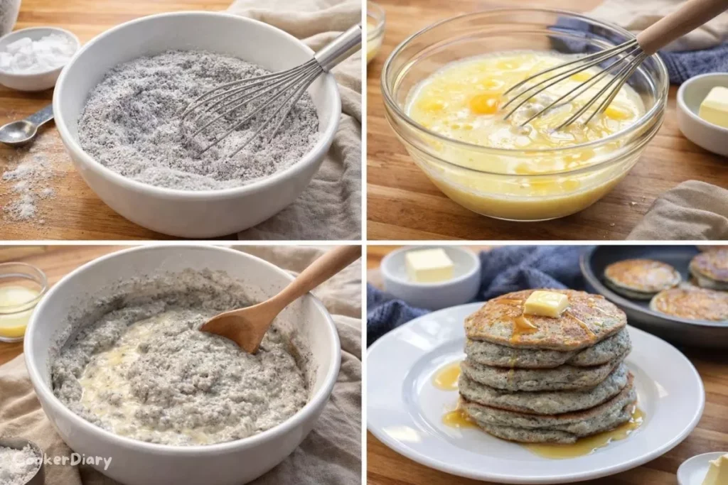 Four-step visual guide for making the recipe