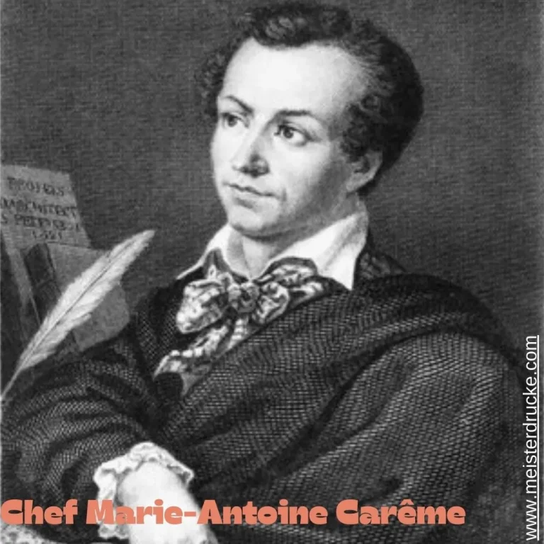Portrait of Marie-Antoine Carême, the renowned French chef who revolutionized haute cuisine in the 19th century.