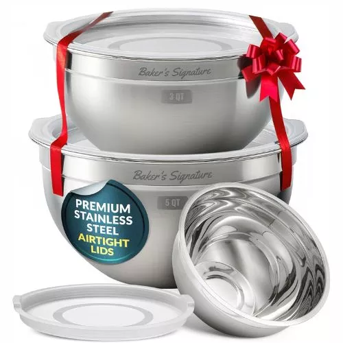 Baker's Signature Stainless Steel Mixing Bowls Set of 3.