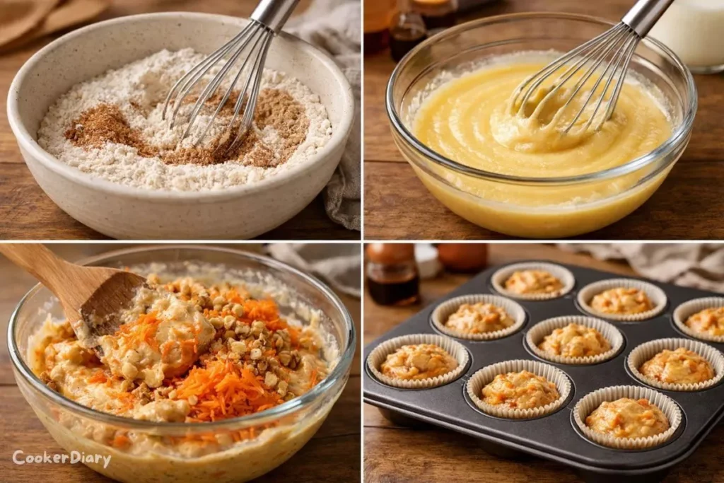 Step-by-step process of making the muffins