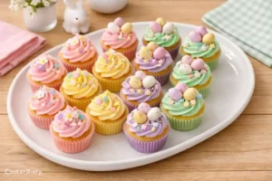 Mini cupcakes for Easter with pastel frosting