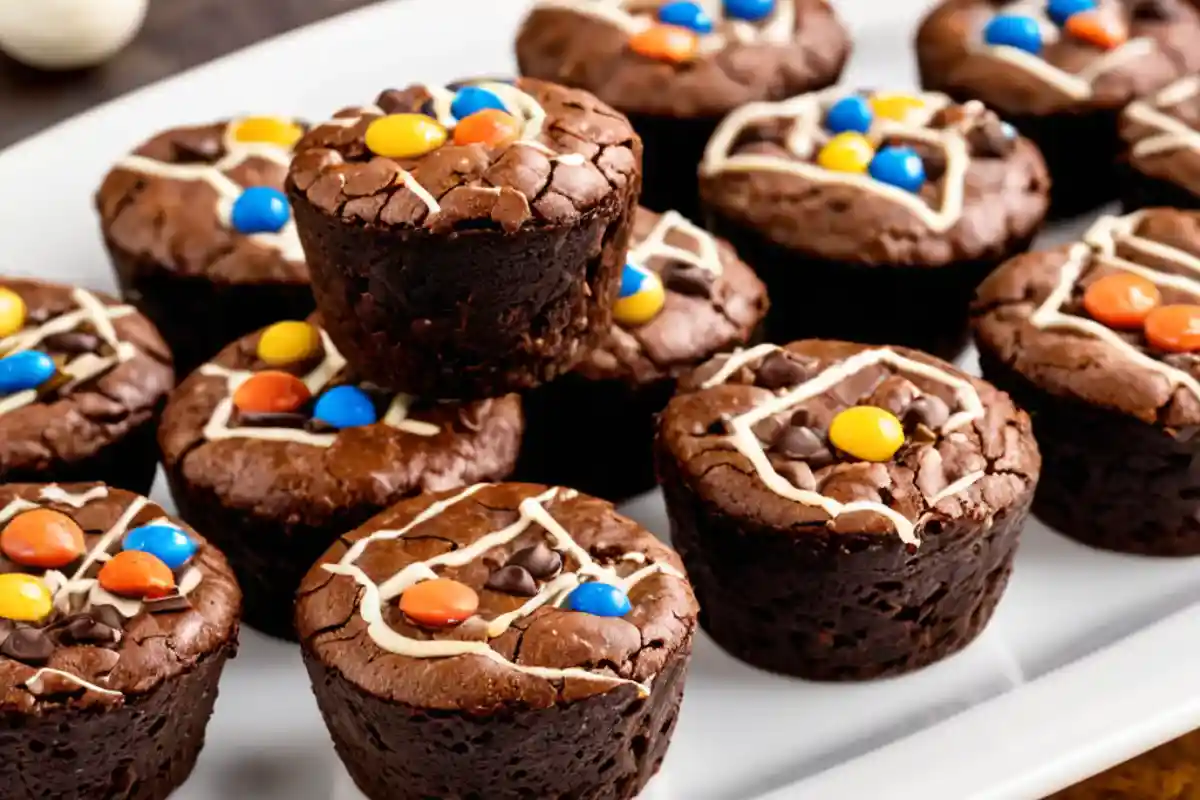 Colorful End Zone cupcakes topped with Smarties and football-themed decorations.