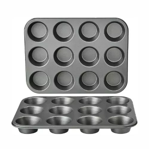 Amazon Basics Nonstick Round Muffin Baking Pan (12 Cups, Set of 2)