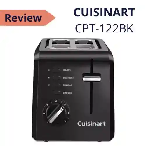 The sleek and modern Cuisinart CPT-122BK toaster in black, perfect for toasting bread, bagels, and more.