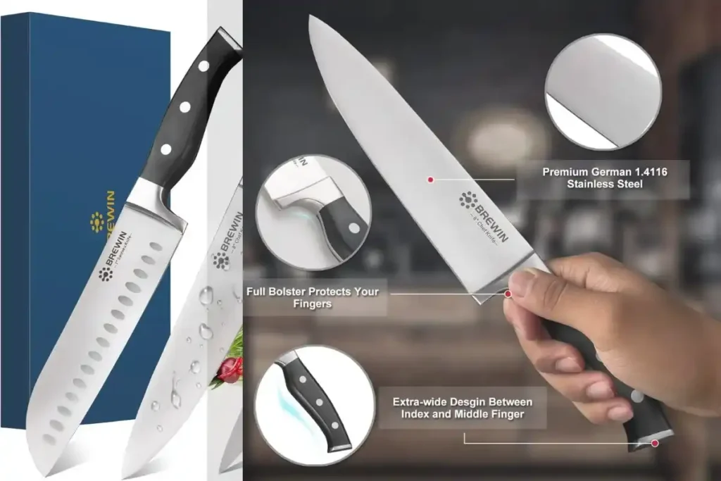 Brewin Professional Kitchen Knives 3PC set with sharp, high-performance blades for versatile cooking.