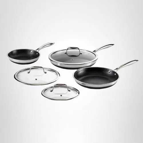 HexClad Hybrid Nonstick Fry Pan Set.