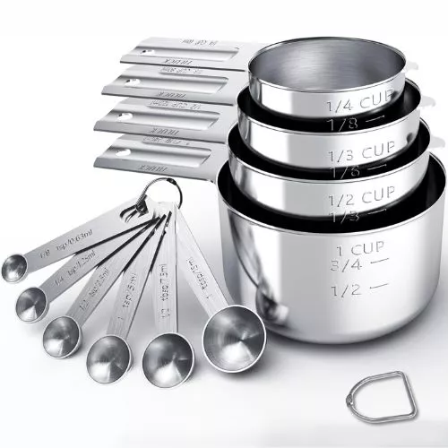 TILUCK Stainless Steel Measuring Cups & Spoons Set (10-Piece)