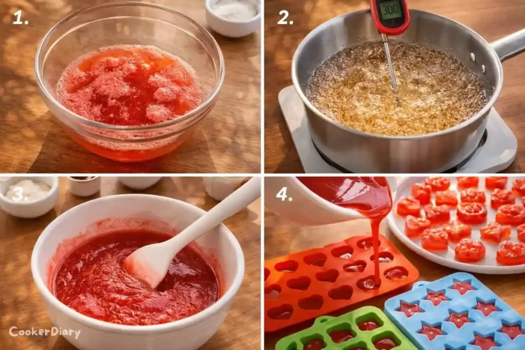Step-by-step composite of recipe preparation
