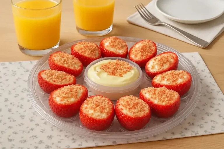 Cheesecake deviled strawberries filled with creamy cheesecake filling and topped with graham cracker crumbs.