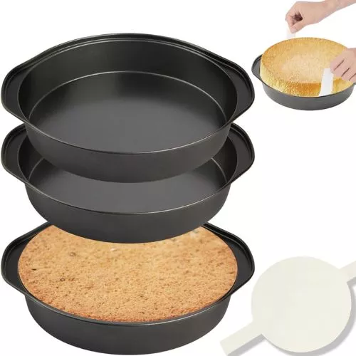 3PCS Nonstick Cake Pans with 100 PCS Parchment Paper
