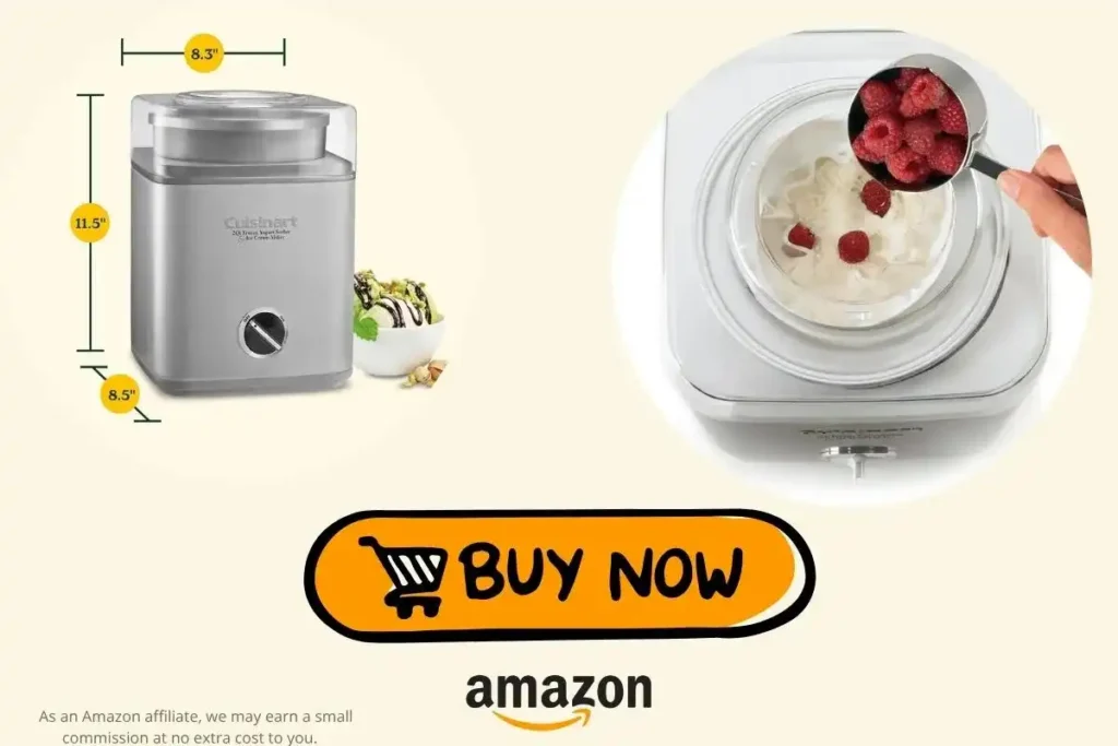 CUISINART Ice Cream Maker on a kitchen counter with fresh homemade ice cream