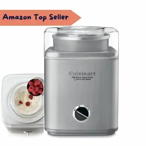Ice cream and frozen yogurt machine making fresh homemade frozen desserts on a kitchen counter
