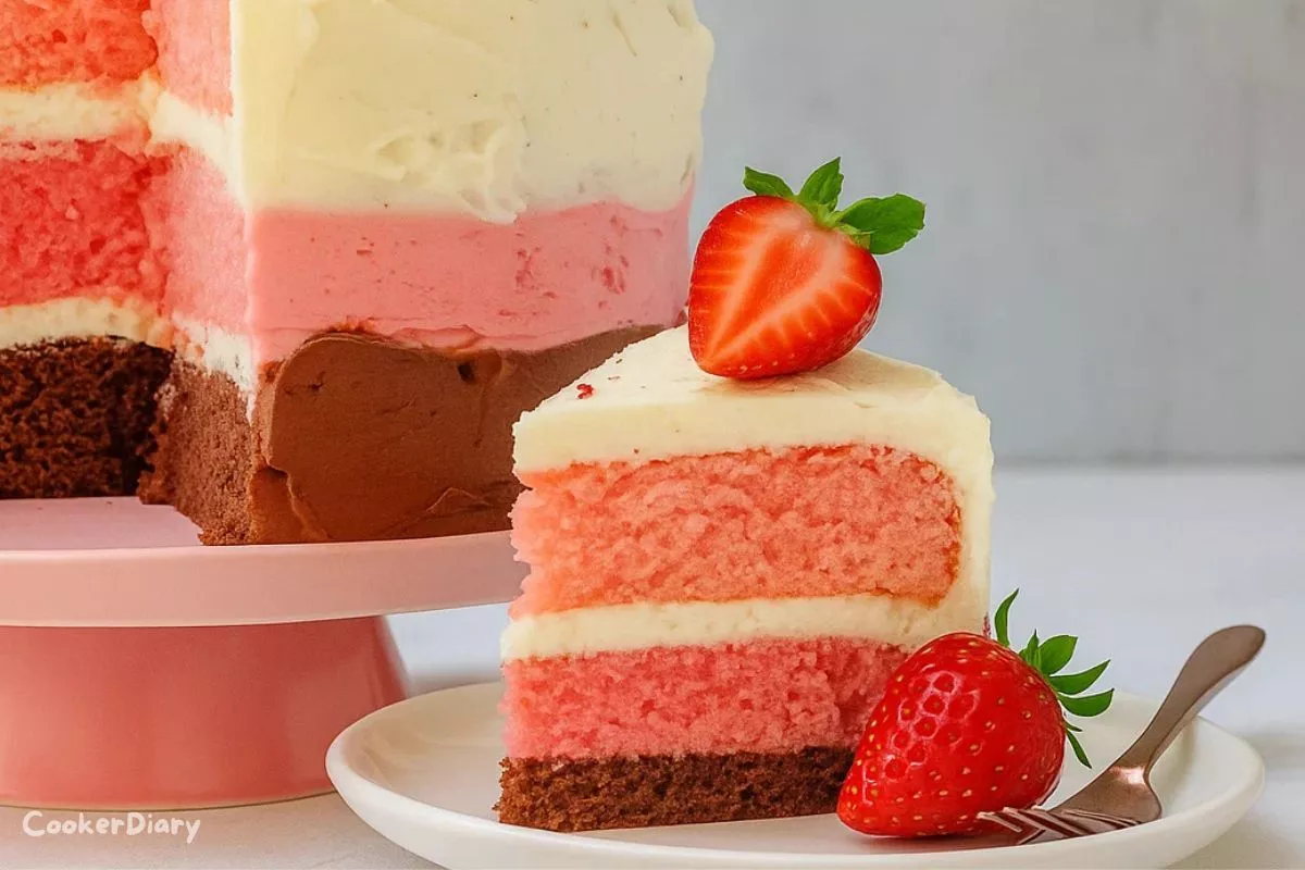 Neapolitan cake slice