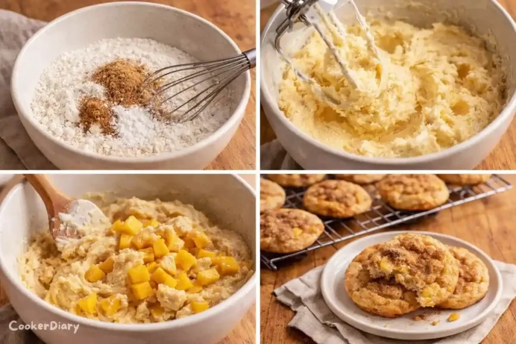 Step-by-step composite showing how to make the cookies