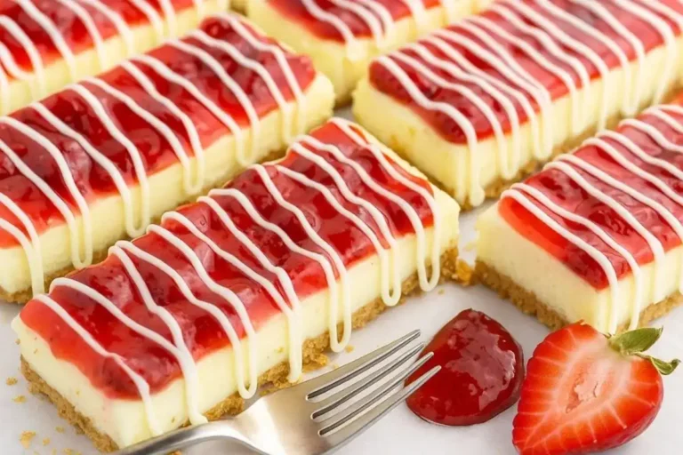 Philadelphia cheesecake bars with creamy filling and golden crust cut into squares