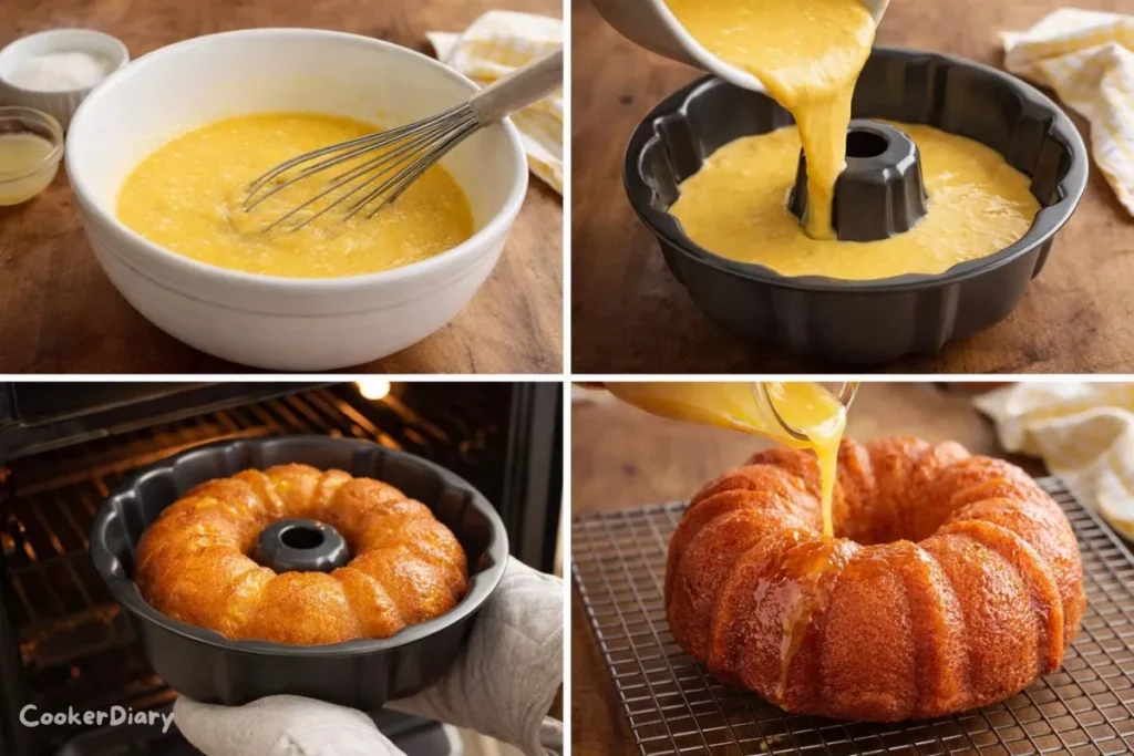 Four-step of the cake preparation composite