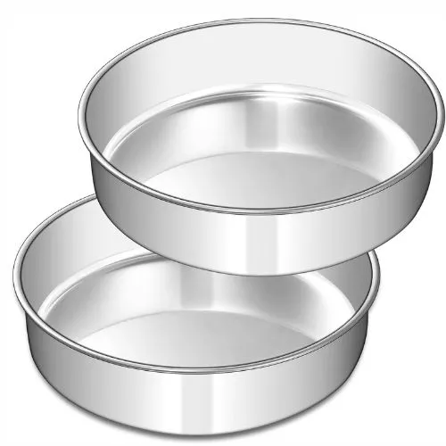 8 Inch Cake Pan Set of 2, Stainless Steel Round Layer Cake Baking Pans