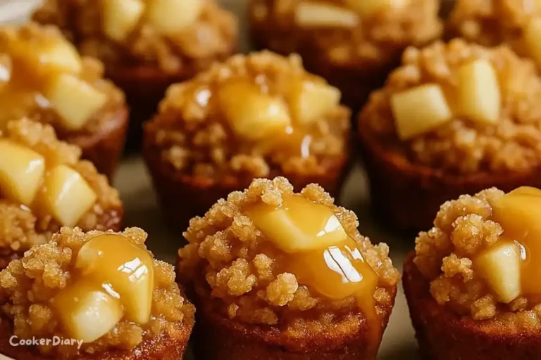 Golden baked apple crisp bites topped with cinnamon sugar served on a rustic wooden board