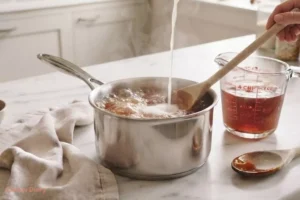 Adding sugar and lemon juice to fig jelly mixture