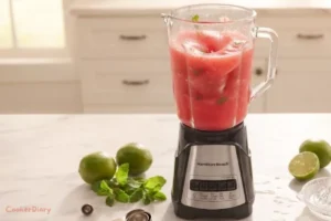 Blending fresh watermelon juice.