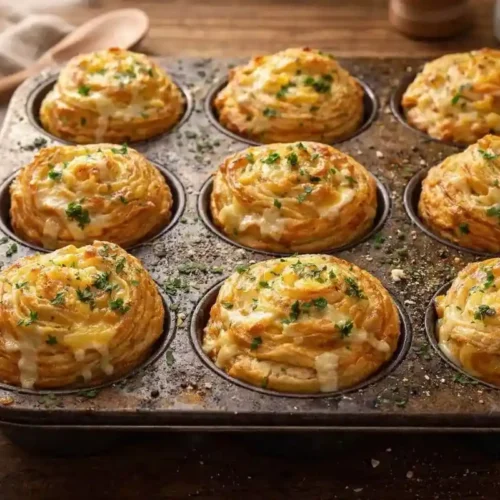 cheesy garlic cruffins freshly baked