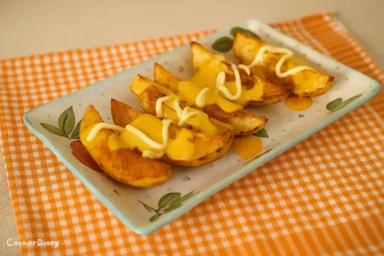 Crispy homemade KFC-style potato wedges served on a plate