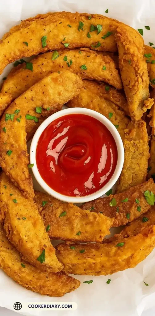 Homemade KFC Potato Wedges served with red paprika