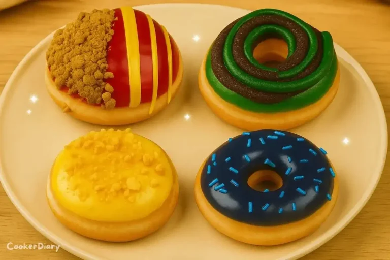 Krispy Kreme Harry Potter-themed doughnuts decorated with magical designs and vibrant icing