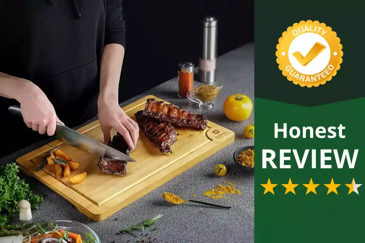 Royal Craft Wood cutting board made of bamboo with smooth surface and juice groove