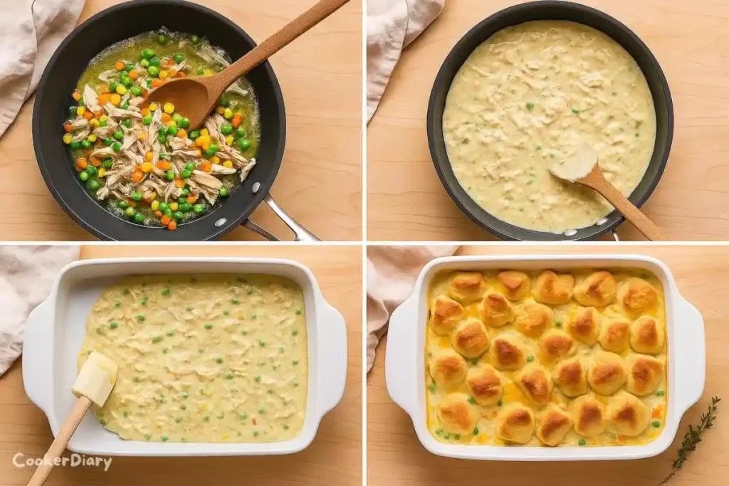 Four-step composite image showing how to prepare the recipe.