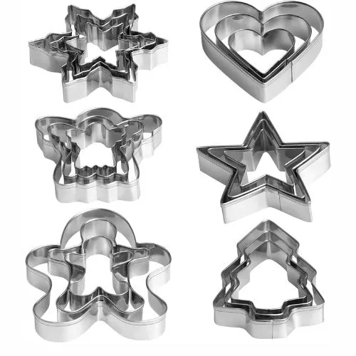 Christmas Cookie Cutter Set — 18 festive designs including gingerbread men, snowflakes, stars, trees, hearts, and angels
