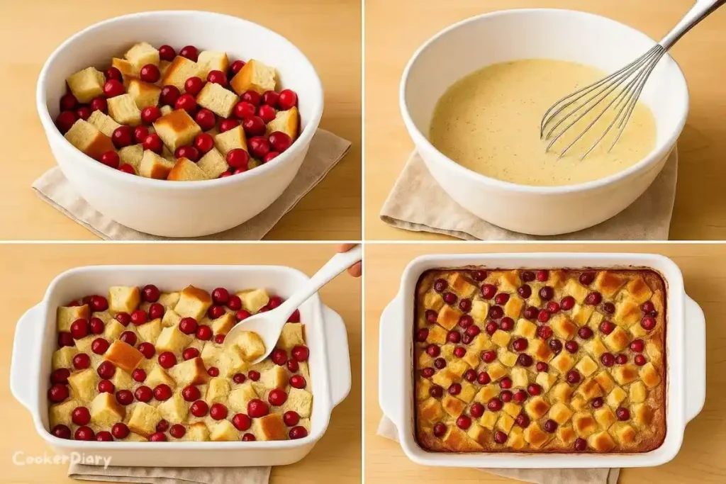 Four-step composite image showing how to prepare the recipe.