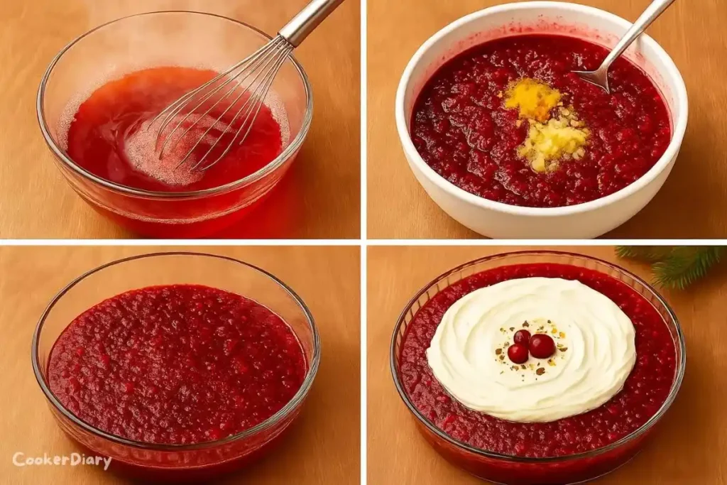 Four-step composite showing how to make the recipe
