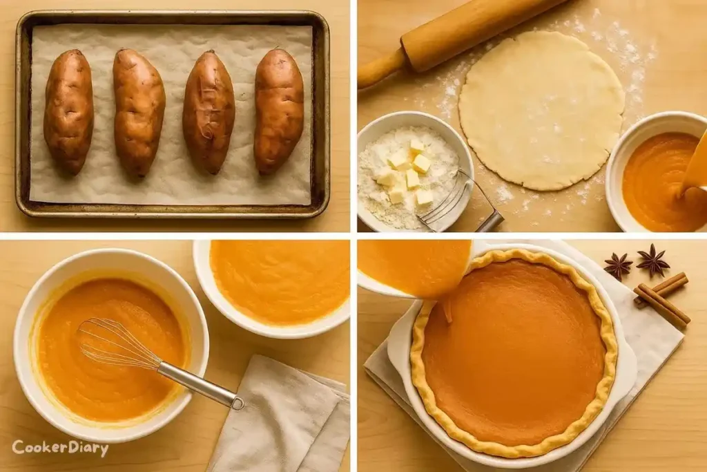 Four-step composite visualizing how to make the recipe.