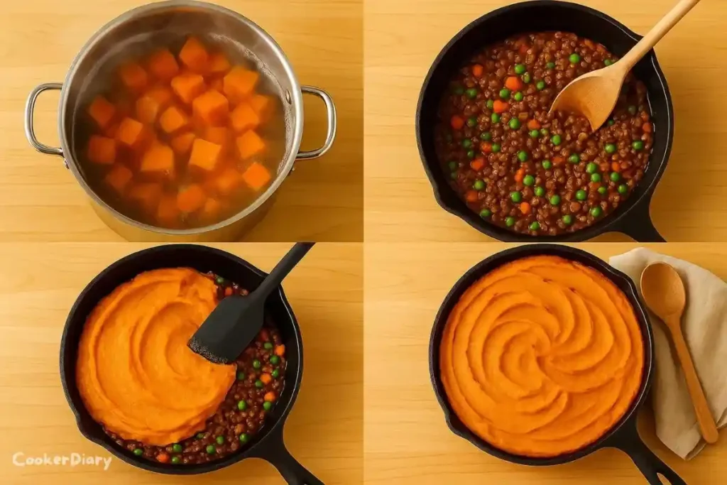 Four-step composite image showing preparation of the recipe.