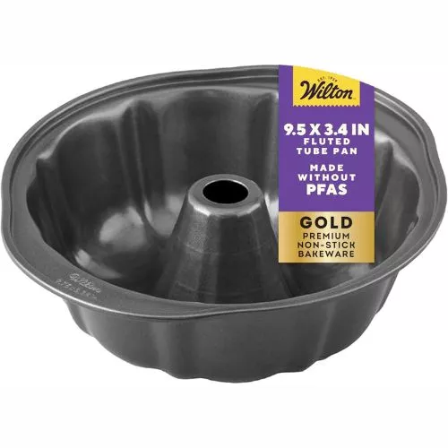 Wilton Gold Non-Stick Fluted Bundt Cake Pan.