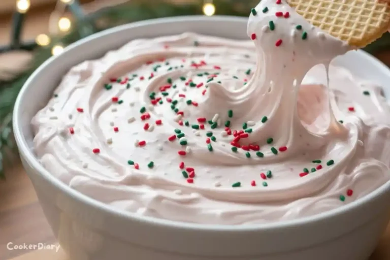 Christmas Tree Cake Dip Side View with Cookie Dip