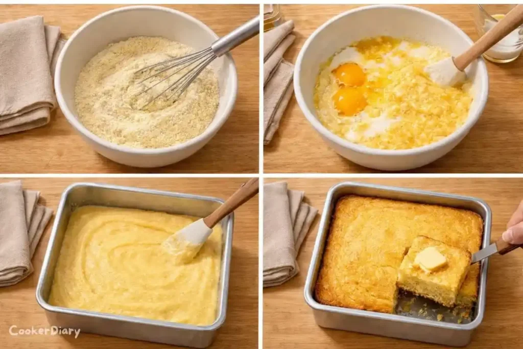 Four-step composite showing how to make this recipe from scratch.