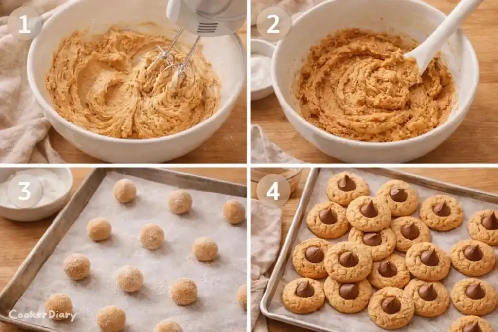 Step-by-step composite showing how to make the cookies.
