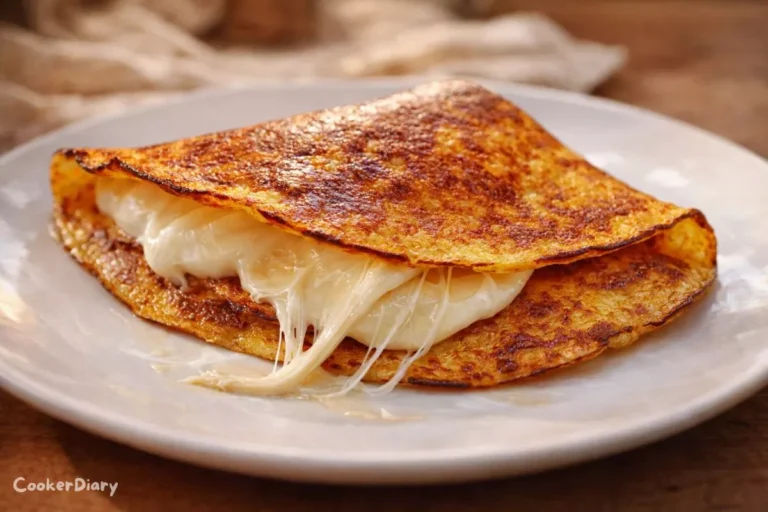 Angled close-up of cachapas with melted cheese
